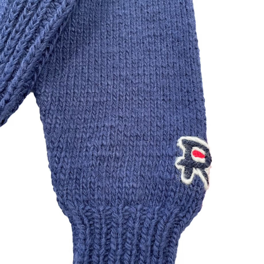 Hand Knitted Zip Hoodie Blue by RICE NINE TEN sold at nation Osaka.