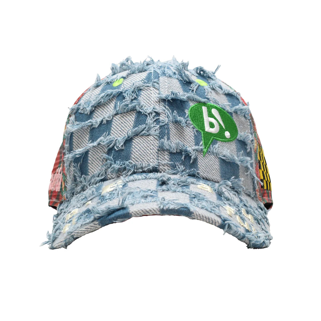 Biyu Trucker Hat Light Blue Checker Denim by b.eautiful sold at nation Osaka.