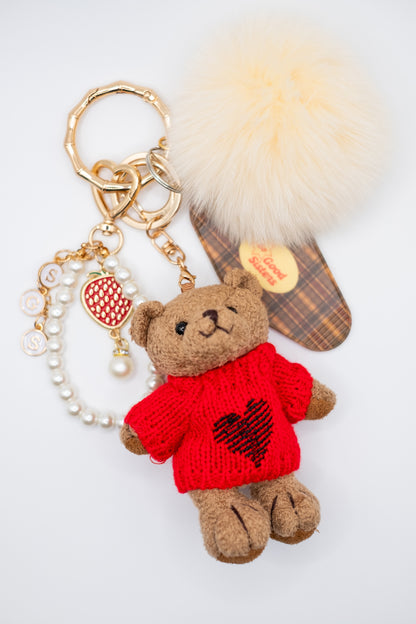 Red Sweater Bear Charm Set