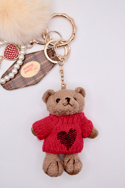 Red Sweater Bear Charm Set