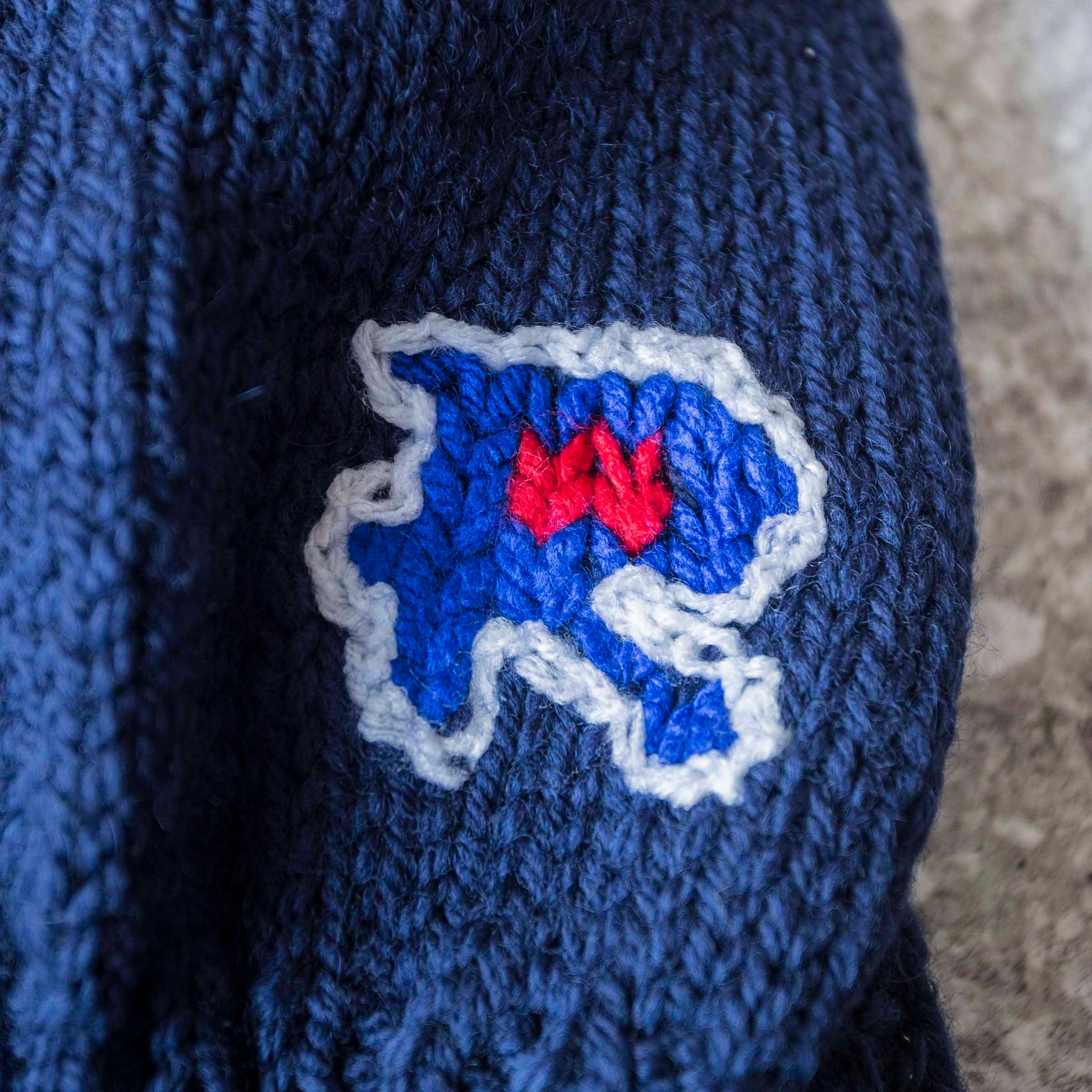 Hand Knit College Sweater by RICE NINE TEN sold at nation Osaka.