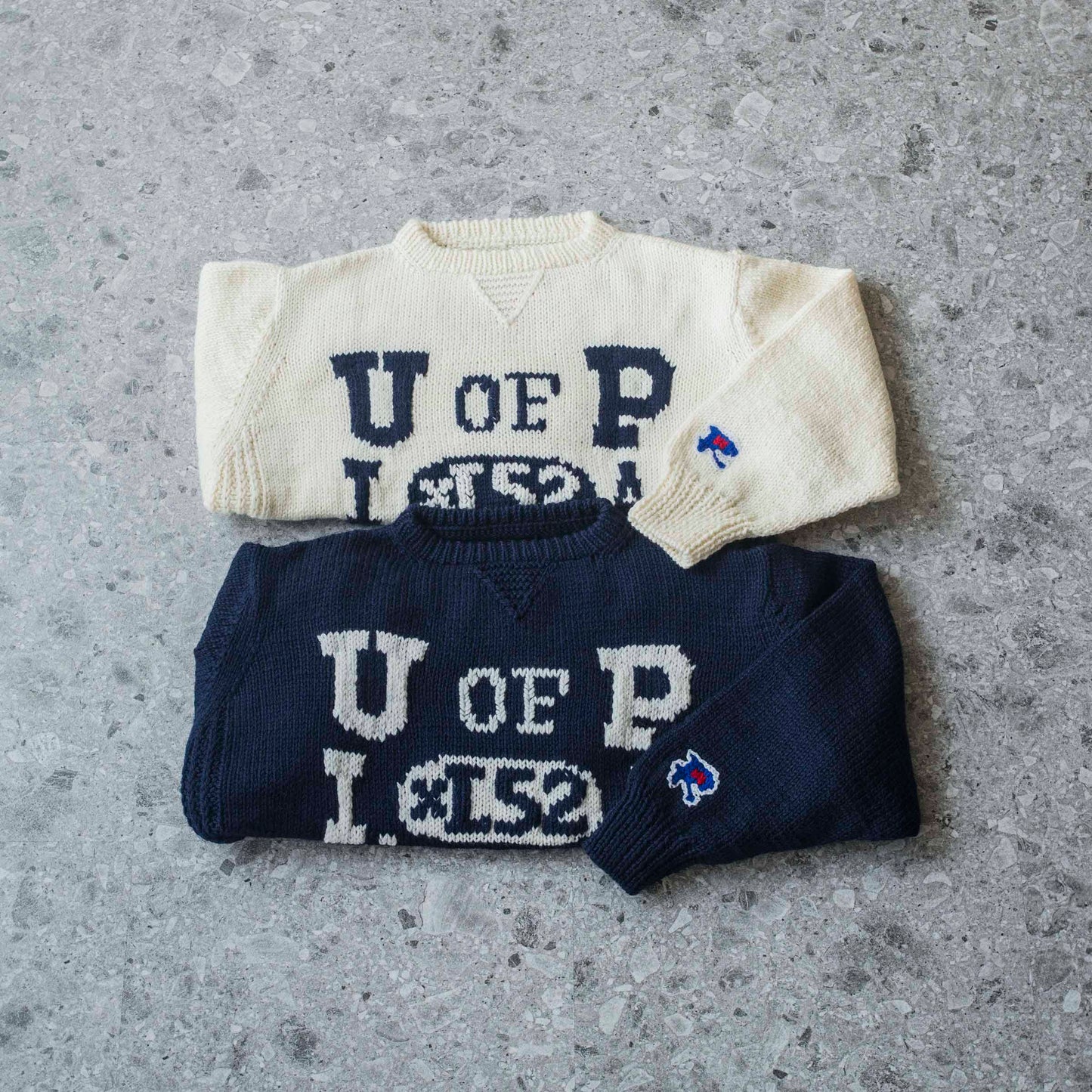 Hand Knit College Sweater by RICE NINE TEN sold at nation Osaka.