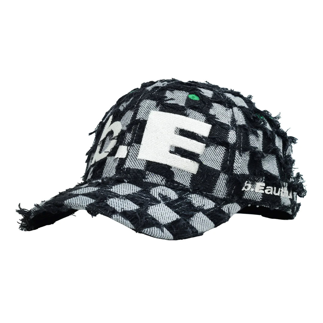 B.e Hat Black Checker Denim by b.eautiful sold at nation Osaka.