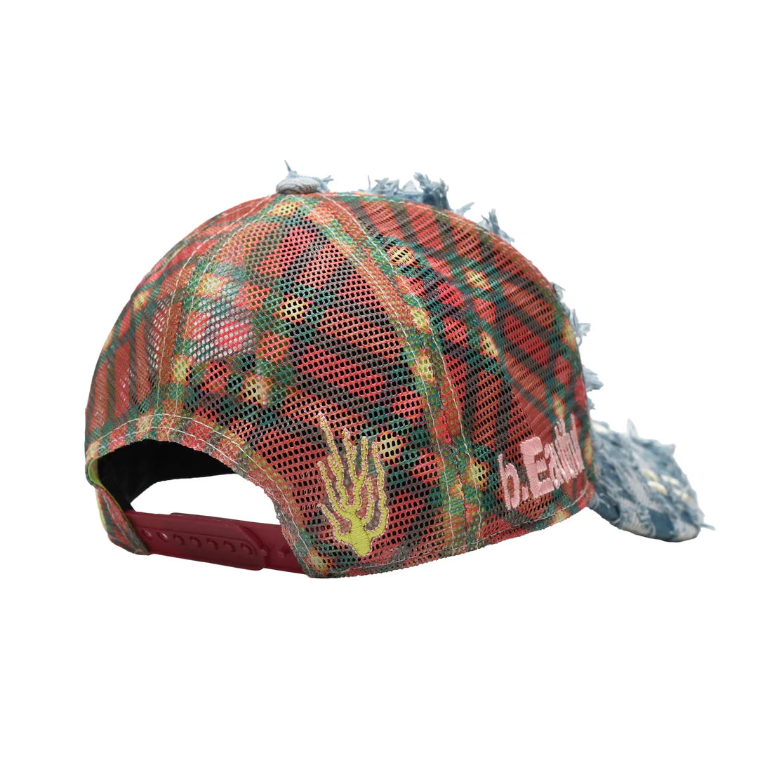Biyu Trucker Hat Light Blue Checker Denim by b.eautiful sold at nation Osaka.